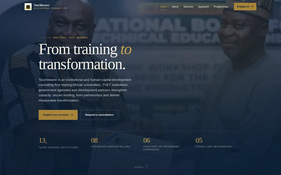 Touchbearer Educational Consult website, built by CharlesTech