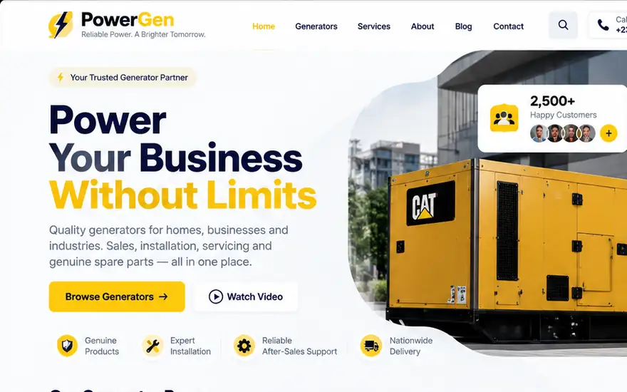 Generator Sales   Service — interface concept by CharlesTech