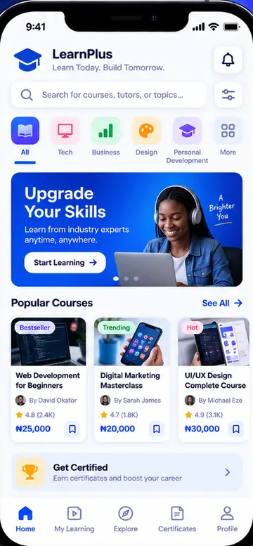 Online Learning App — interface concept by CharlesTech