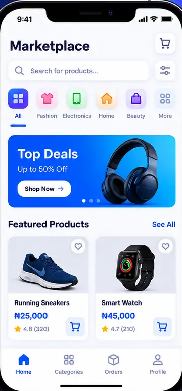 Marketplace Shopping App — interface concept by CharlesTech