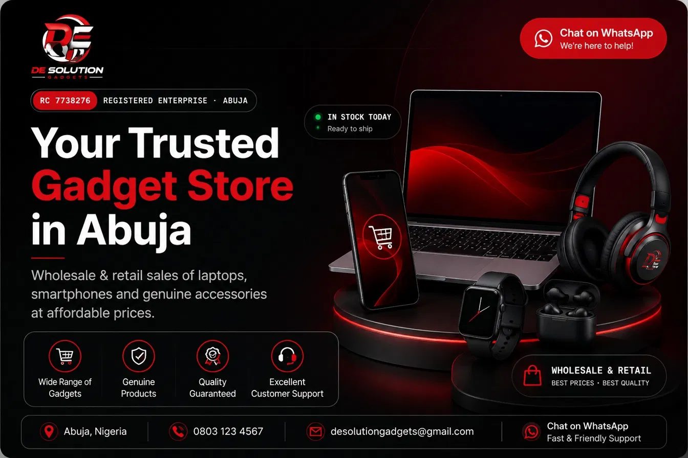 DE Solution Gadgets — trusted gadget store in Abuja